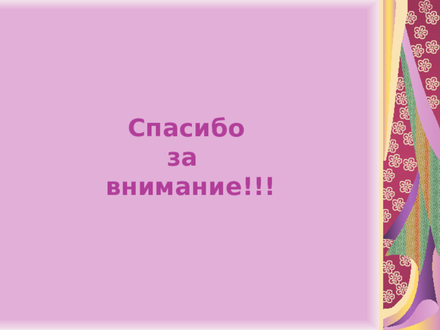 Спасибо  за  внимание!!! 