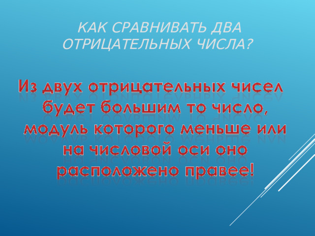 КАК СРАВНИВАТЬ ДВА ОТРИЦАТЕЛЬНЫХ ЧИСЛА?  