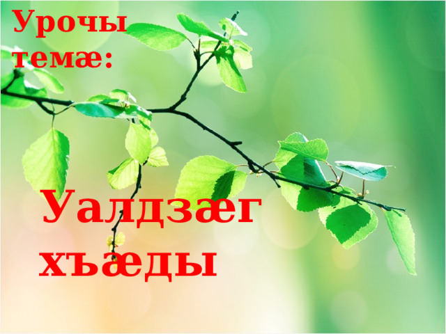 Урочы темæ: Уалдзæг хъæды 