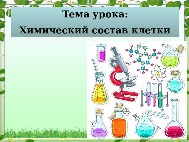 Тема урока: Химический состав клетки 