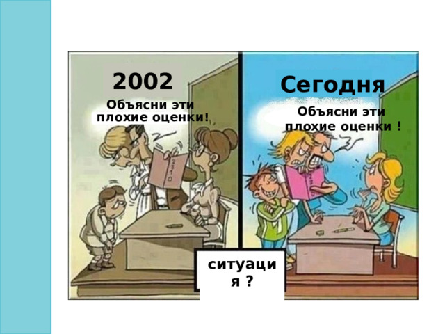 2002 Сегодня Объясни эти плохие оценки ! Объясни эти плохие оценки ! ситуация ?  