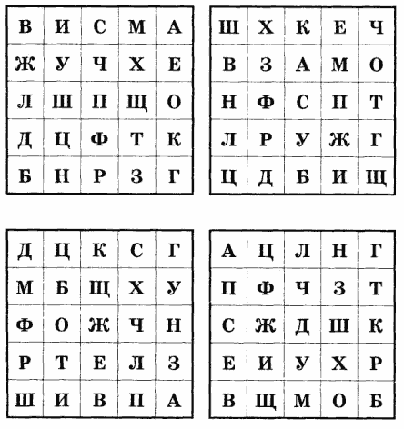 Таблица шульте с буквами