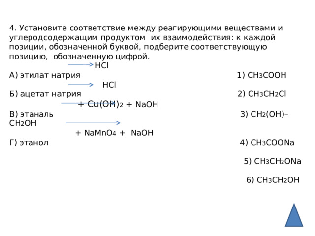 Установите соответствие между схемой реакции