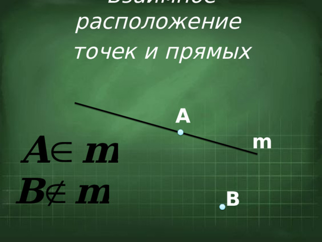 Взаимное расположение точек и прямых А m В 