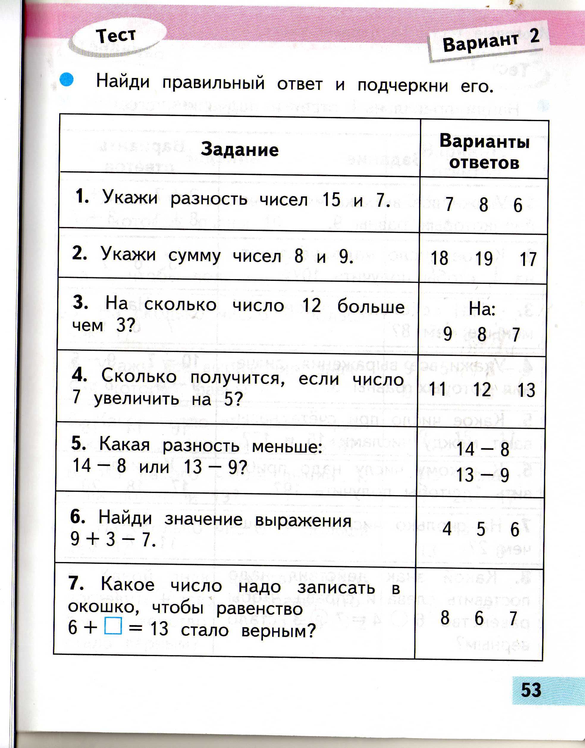 Проверочная по математике 1 класс презентация