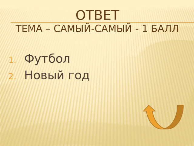 Ответ  тема – Самый-самый - 1 балл Футбол Новый год 