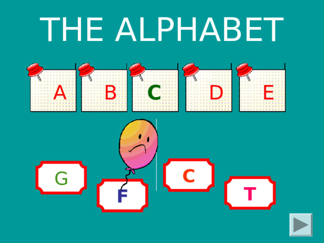 THE ALPHABET C E A D B C G T F 