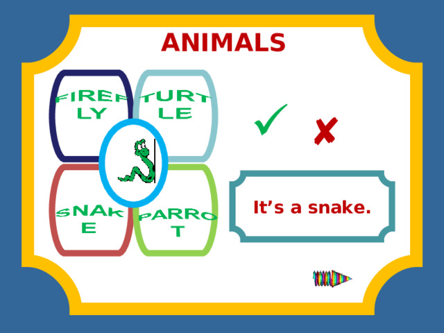 ANIMALS              It’s a snake. 