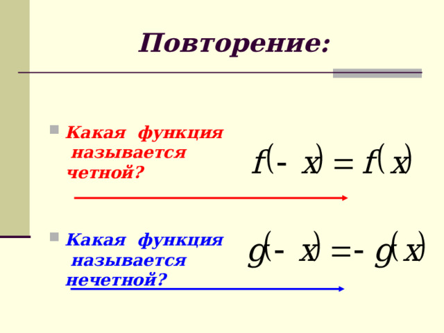 Презентация четные и нечетные функции 9 класс