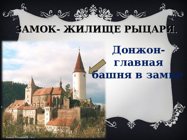 ЗАМОК- ЖИЛИЩЕ РЫЦАРЯ . Донжон- главная башня в замке . 