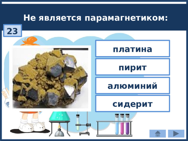 Не является парамагнетиком: 23 платина пирит алюминий сидерит 