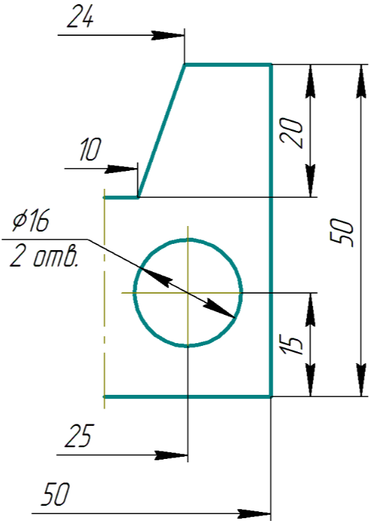 Чертеж половины детали
