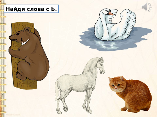 Найди слова с Ь. 