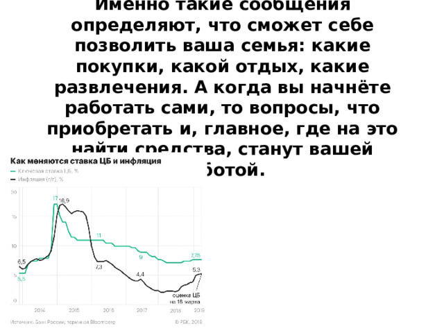 Именно такие сообщения определяют, что сможет себе позволить ваша семья: какие покупки, какой отдых, какие развлечения. А когда вы начнёте работать сами, то вопросы, что приобретать и, главное, где на это найти средства, станут вашей заботой. 