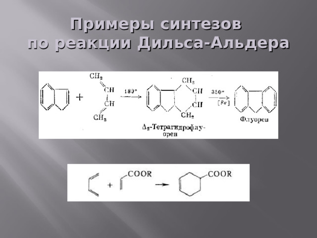 Примеры синтезов по реакции Дильса-Альдера 