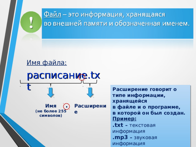 Тип информации хранящейся в файле можно определить по