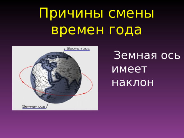 Объясните чем обусловлена смена времен года на земном шаре какой рисунок в учебнике ваш ответ