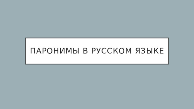 Паронимы в русском языке 