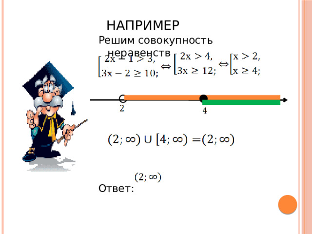 Например Решим совокупность неравенств Ответ: 