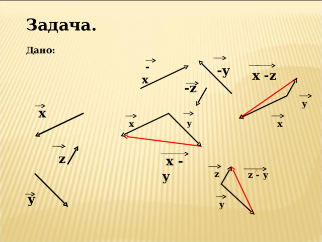 Задача.  Дано:  - х -y x -z -z у х y x x z  х - у  z - y  z y у 