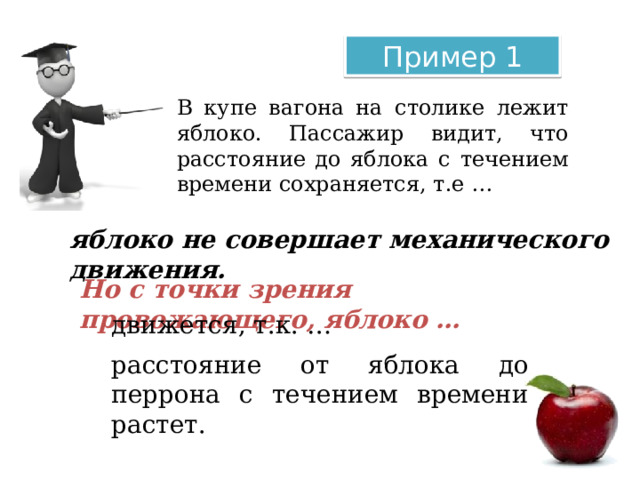 Траектория движения яблока падающего со столика вагона в системе отсчета связанной с вагоном вперед