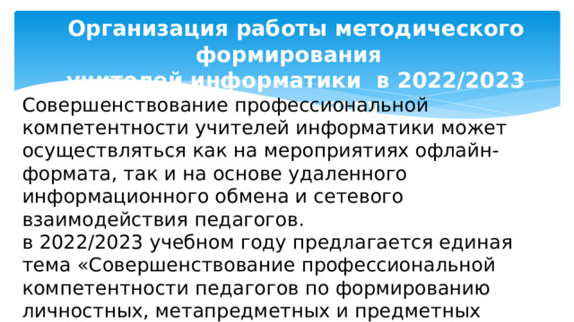 План методической работы школы на 2022 2023 учебный год