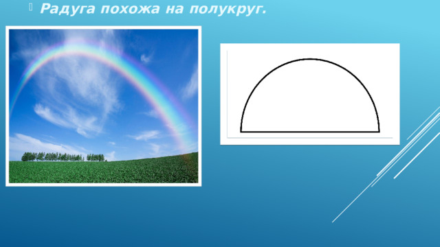 Радуга похожа на полукруг. Радуга похожа на полукруг. 