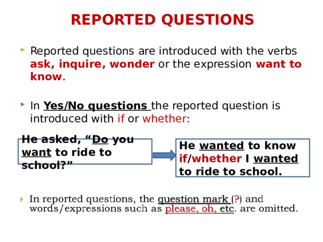 reported speech questions for class 11