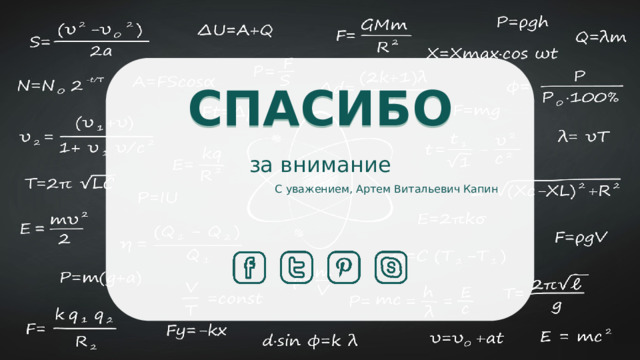 СПАСИБО за внимание С уважением, Артем Витальевич Капин 