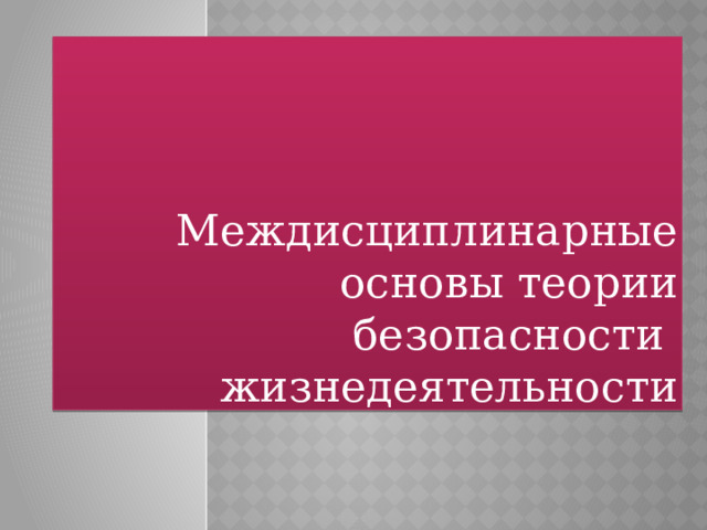 Междисциплинарные основы теории безопасности жизнедеятельности 