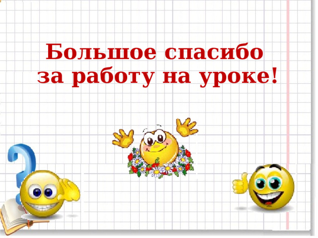 Большое спасибо  за работу на уроке! 