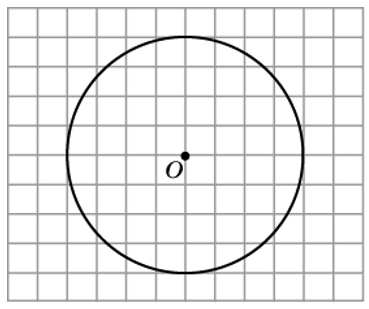 Найдите радиус окружности изображенной на рисунке стороны квадратных клеток равны 1