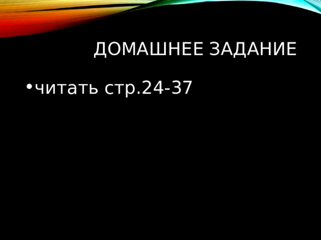 ДОМАШНЕЕ ЗАДАНИЕ ​ читать стр.24-37 