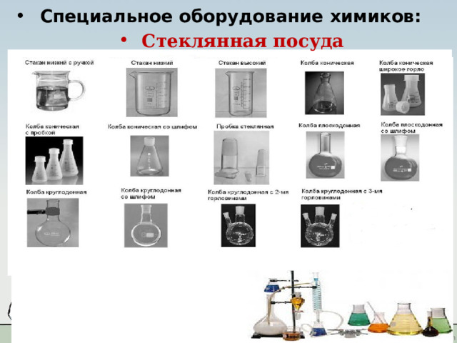 Специальное оборудование химиков: Стеклянная посуда 
