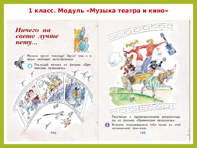 1 класс. Модуль «Музыка театра и кино» 
