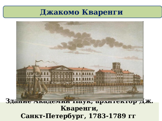 Джакомо Кваренги Здание Академии Наук, архитектор Дж. Кваренги,  Санкт-Петербург, 1783-1789 гг   