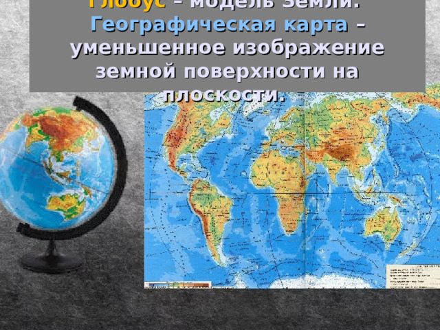 Карта это уменьшенное изображение земной поверхности на плоскости