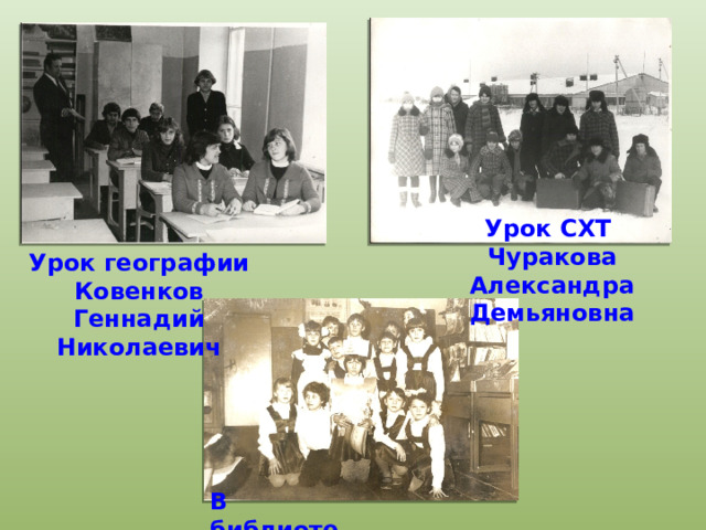 Урок СХТ Чуракова Александра Демьяновна Урок географии Ковенков Геннадий Николаевич В библиотеке 