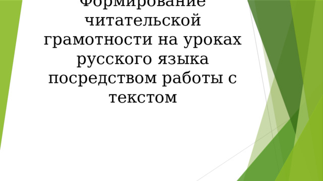 Формирование читательской грамотности на уроках русского языка посредством работы с текстом 