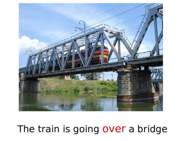 The train is going over a bridge 