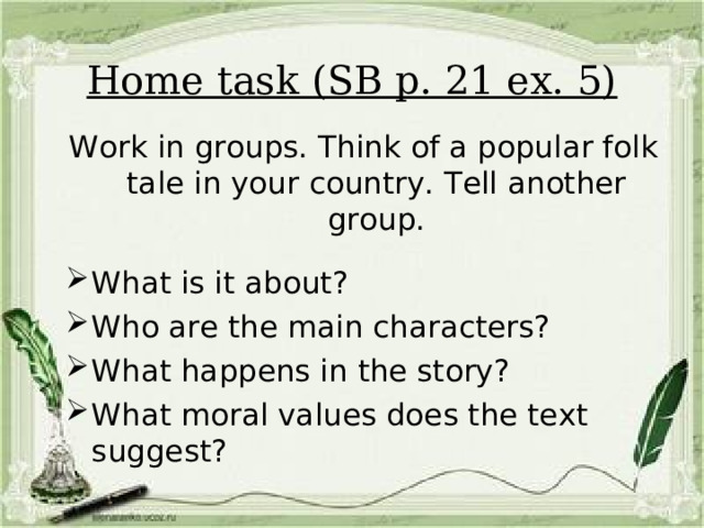 What is group think. Tell me another. Work in Groups think of a popular Folk Tale in your Country tell another Group what is it about who. Work in Groups. Think of a popular Folk Tale in your Country.. Work in Groups think of a popular Folk Tale in your Country tell another Group.