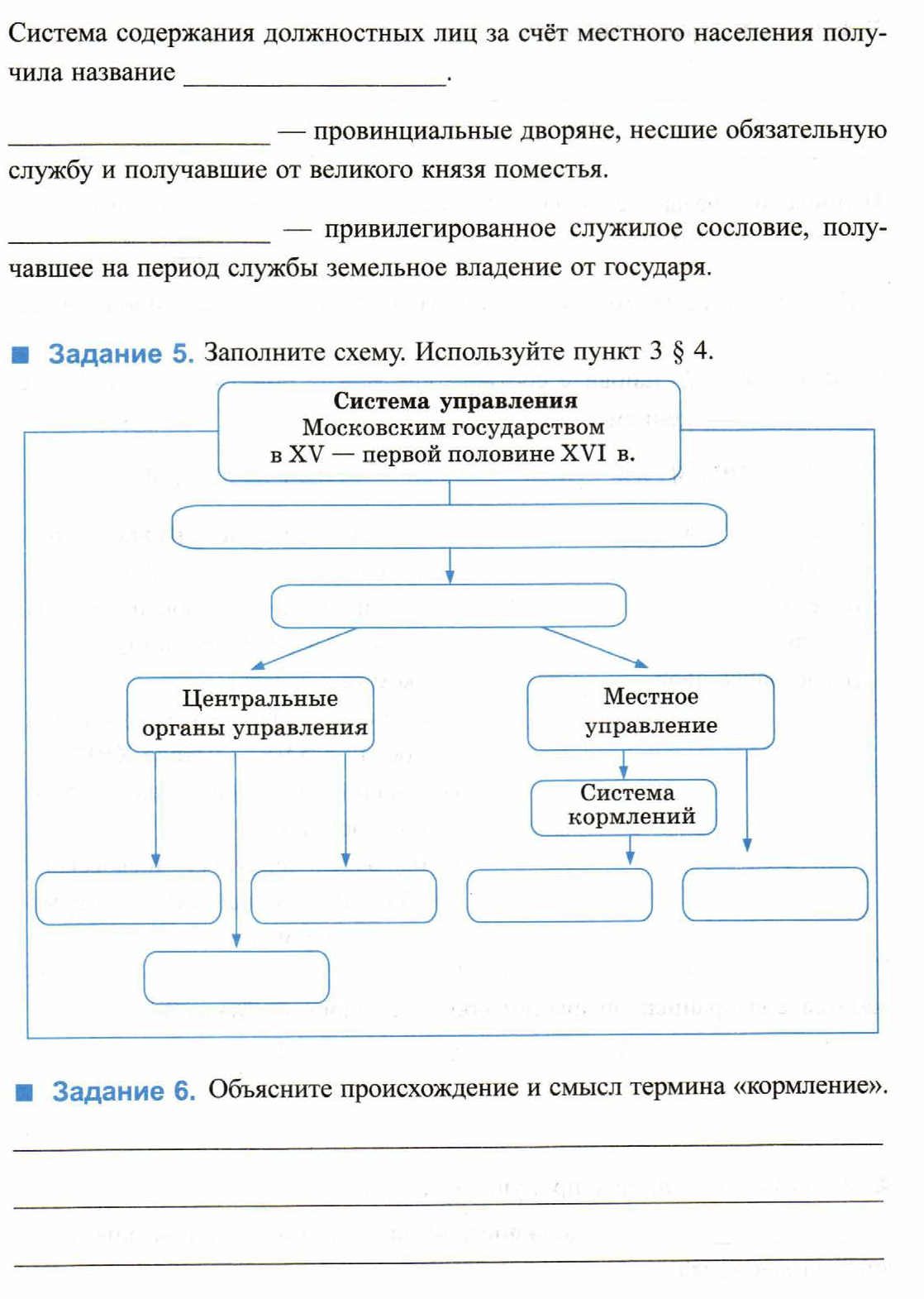 Схема управления российским государством в первой трети 16 века 7 класс