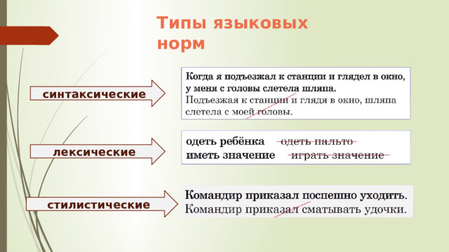 Типы языковых норм синтаксические лексические стилистические 