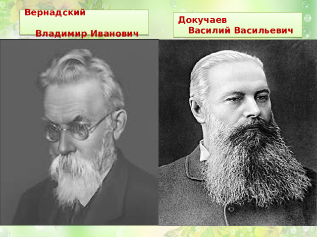  Вернадский  Владимир Иванович Докучаев Василий Васильевич 