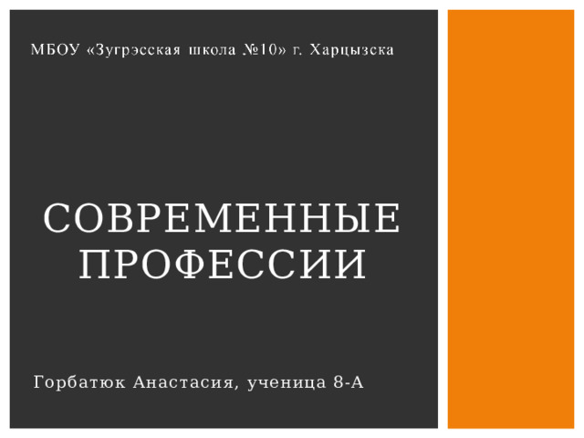       Современные профессии  Горбатюк Анастасия, ученица 8-А 