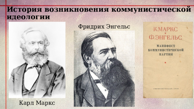 История возникновения коммунистической идеологии   Фридрих Энгельс Карл Маркс 