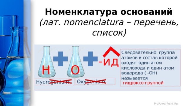 Номенклатура оснований  (лат. nomenclatura – перечень, список) 