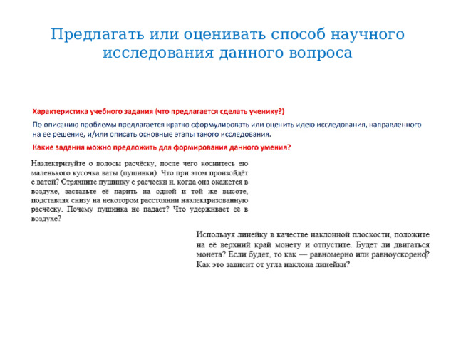Предлагать или оценивать способ научного исследования данного вопроса 