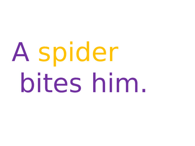 A spider bites him. 