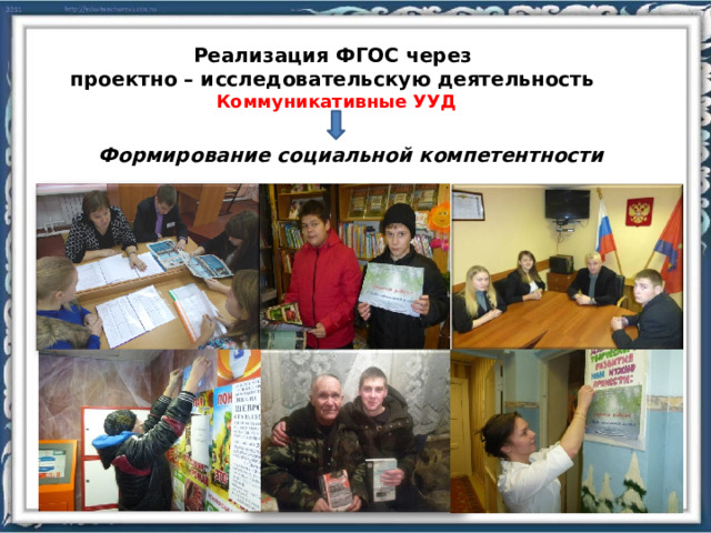Реализация ФГОС через проектно – исследовательскую деятельность Коммуникативные УУД Формирование социальной компетентности 4 
